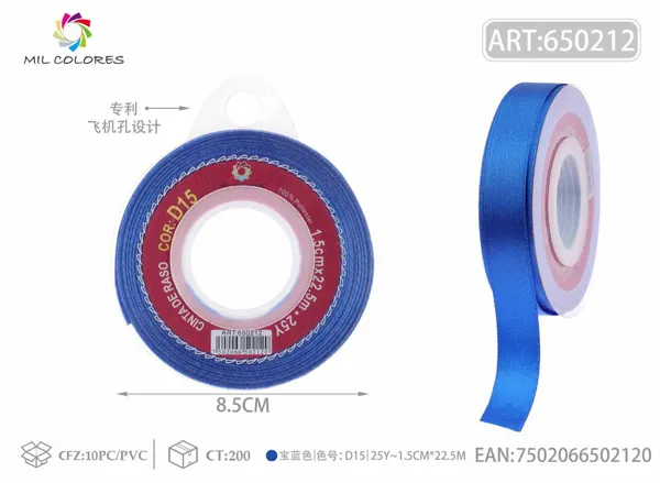 Cinta de raso 1.5cm/25Y D15 azul zafiro