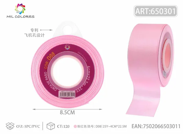 Cinta de raso 4.0cm/25Y D8 rosa