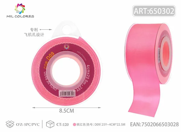 Cinta de raso 4.0cm/25Y D9 rosa melocotón