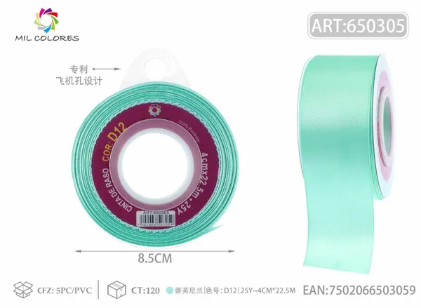 Cinta de raso 4.0cm/25Y D12 azul tiffany