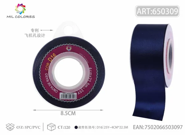 Cinta de raso 4.0cm/25Y D16 azul marino