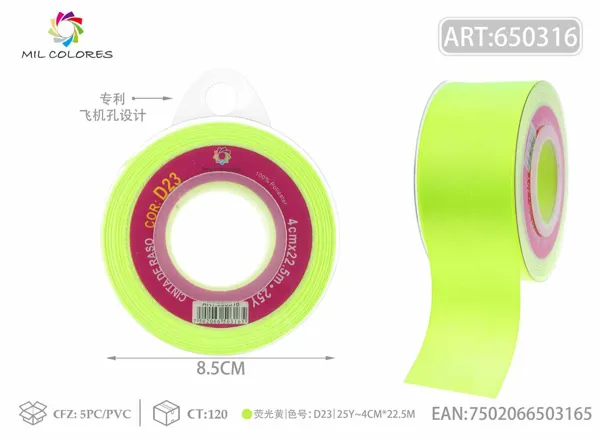 Cinta de raso 4.0cm/25Y D23 amarillo fluorescente