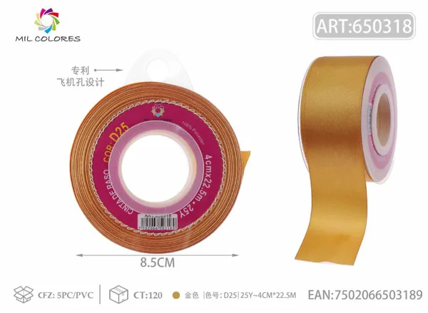 Cinta de raso 4.0cm/25Y D25 dorado