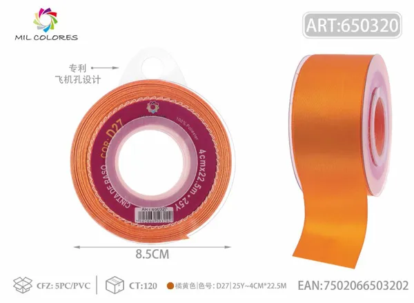 Cinta de raso 4.0cm/25Y D27 naranja