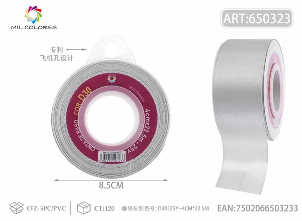 Cinta de raso 4.0cm/25Y D30 gris plata