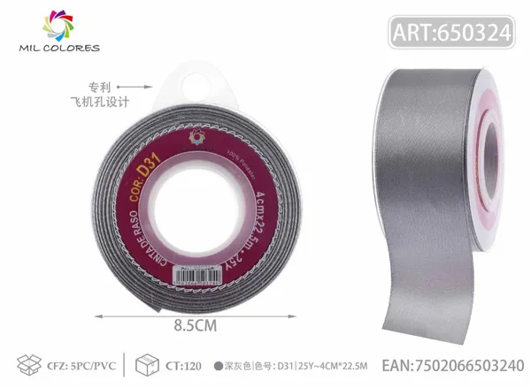 Cinta de raso 4.0cm/25Y D31 gris oscuro