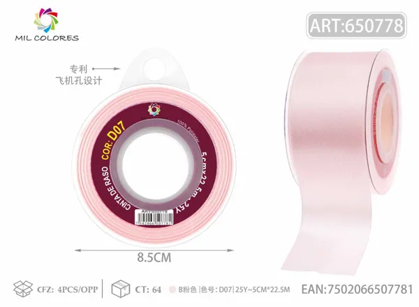 Cinta de raso 5.0cm/25Y D7 B rosa