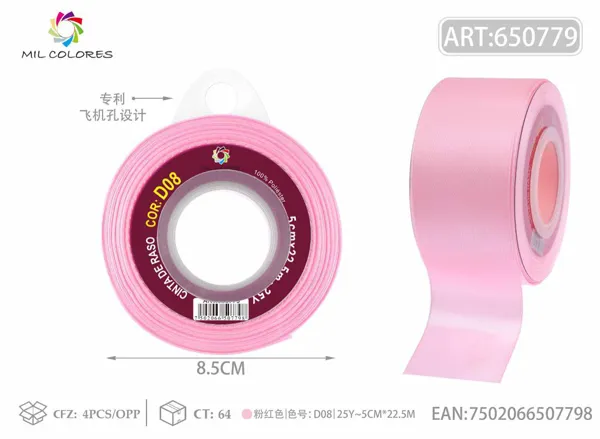 Cinta de raso 5.0cm/25Y D8 rosa