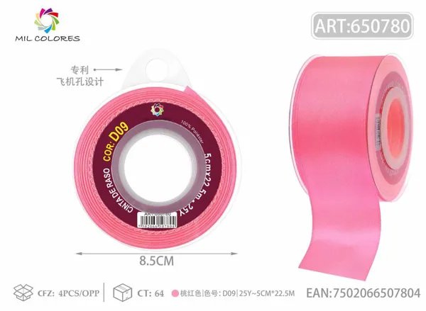 Cinta de raso 5.0cm/25Y D9 rosa melocotón