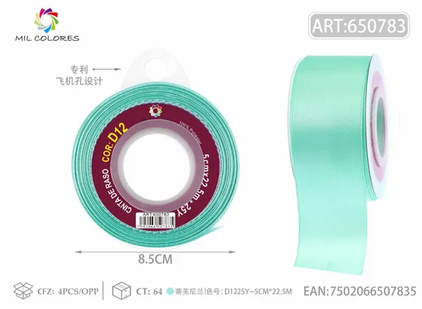 Cinta de raso 5.0cm/25Y D12 azul tiffany