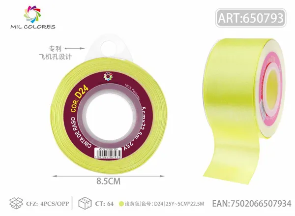 Cinta de raso 5.0cm/25Y D24 amarillo claro
