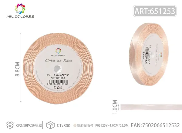 Cinta de raso 1.0cm*25Y núcleo de espuma P03 nuevo beige