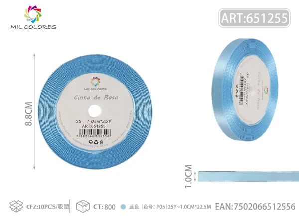 Cinta de raso 1.0cm*25Y núcleo de espuma P05 azul
