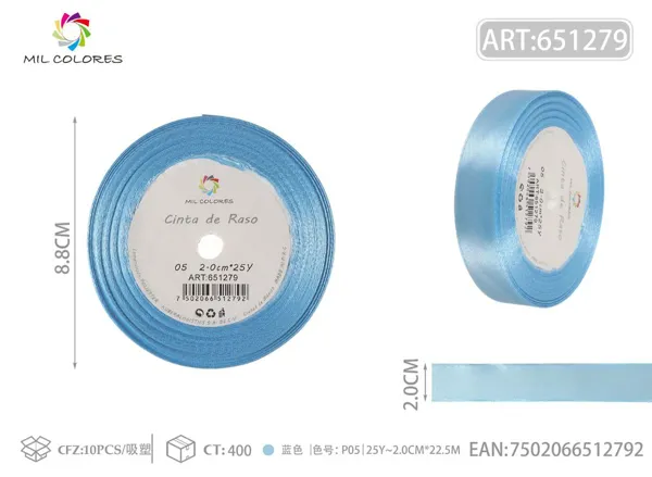Cinta de raso 2.0cm*25Y núcleo de espuma P05 azul