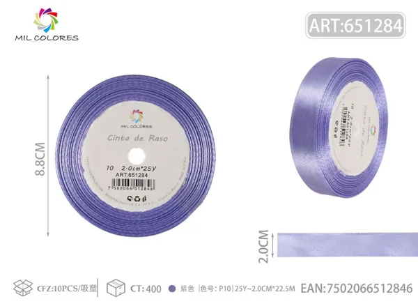 Cinta de raso 2.0cm*25Y núcleo de espuma P10 morado