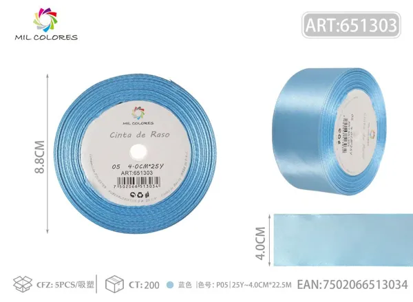 Cinta de raso 4.0cm*25Y núcleo de espuma P05 azul