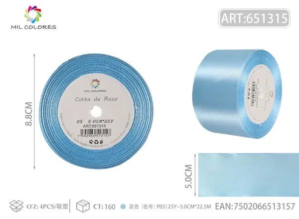 Cinta de raso 5.0cm*25Y núcleo de espuma P05 azul