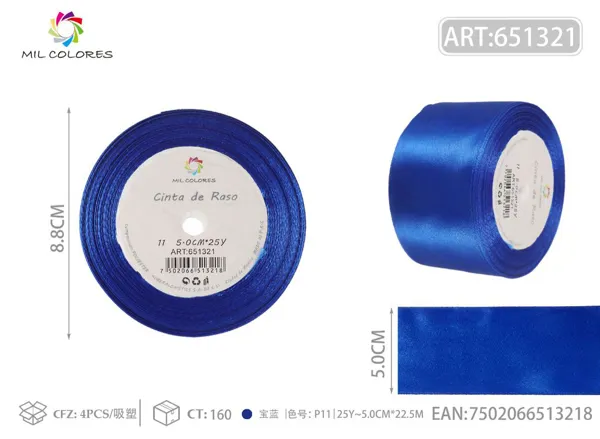 Cinta de raso 5.0cm*25Y núcleo de espuma P11 azul real