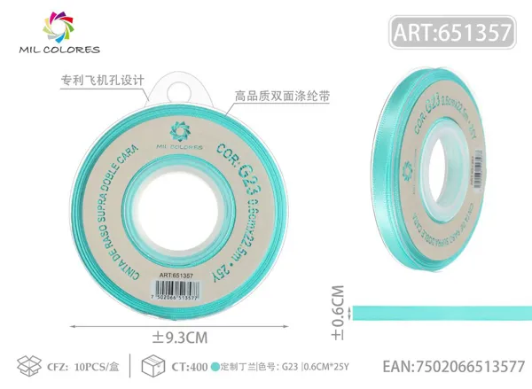 Cinta de poliéster de doble cara de alta calidad 0.6cm*25y G23-personalizado Ding Lan