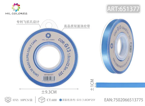 Cinta de poliéster de doble cara de alta calidad 1.0cm*25y G13- Azul oscuro