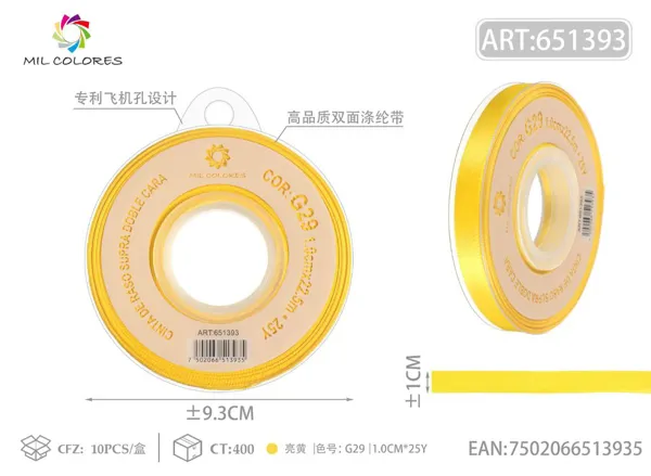 Cinta de poliéster de doble cara de alta calidad 1.0cm*25y G29 - amarillo brillante