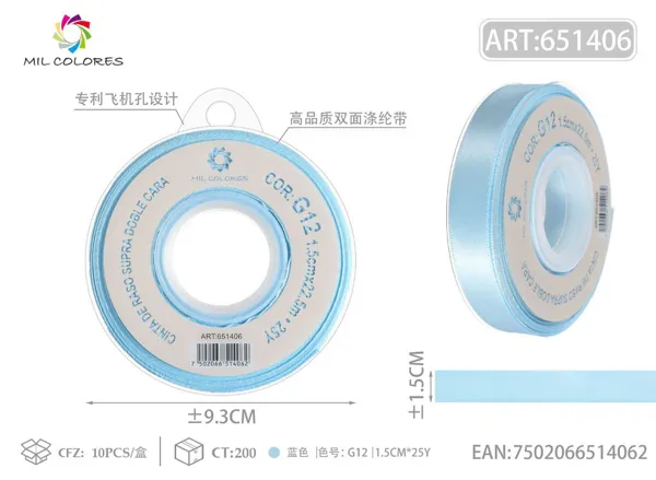 Cinta de poliéster de doble cara de alta calidad 1.5cm*25y G12 - Azul