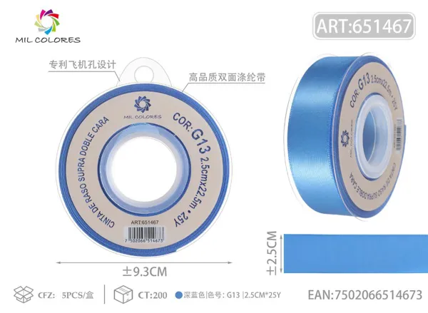 Cinta de poliéster de doble cara de alta calidad 2.5cm*25y G13- Azul oscuro