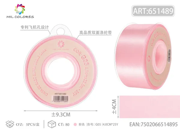 Cinta de poliéster de doble cara de alta calidad 4.0cm*25y G05-rosa