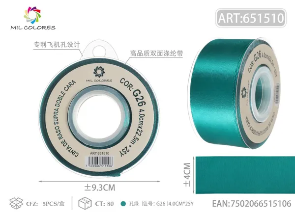 Cinta de poliéster de doble cara de alta calidad 4.0cm*25y G26-verde agujero