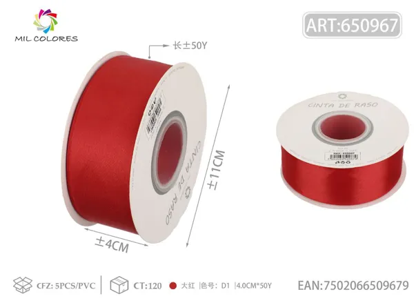 Cinta de raso 4.0cm/50Y D1-rojo granate