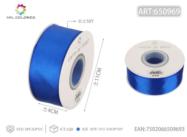 Cinta de raso 4.0cm/50Y D15-azul zafiro