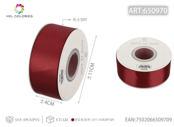 Cinta de raso 4.0cm/50Y D11-púrpura rojizo