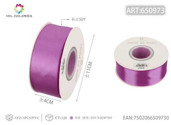 Cinta de raso 4.0cm/50Y D19-púrpura medio