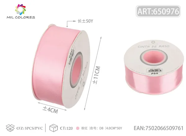 Cinta de raso 4.0cm/50Y D8 rosa