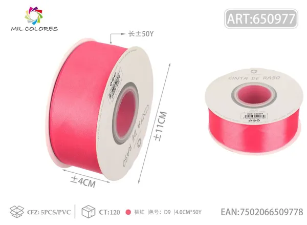 Cinta de raso 4.0cm/50Y D9 rosa melocotón