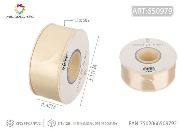 Cinta de raso 4.0cm/50Y D03 beige nuevo