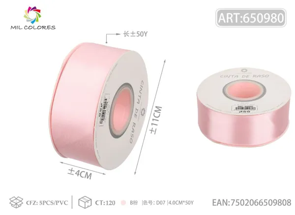 Cinta de raso 4.0cm/50Y D07 rosa B