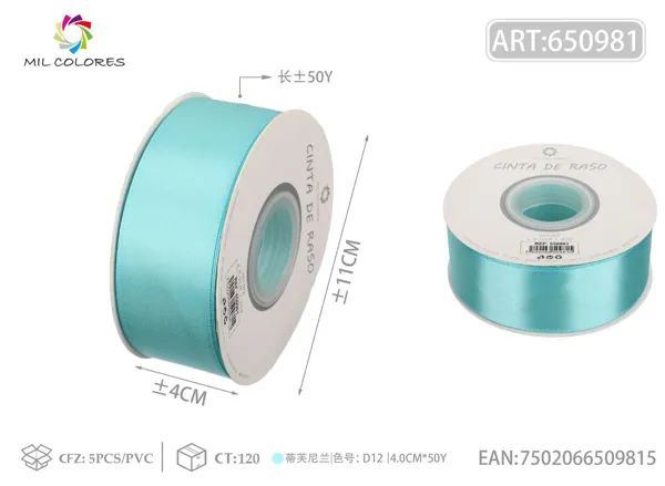 Cinta de raso 4.0cm/50Y D12 azul Tiffany B