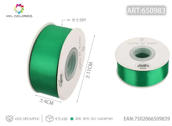 Cinta de raso 4.0cm/50Y D21 verde oscuro
