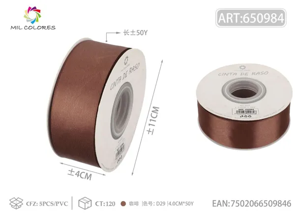 Cinta de raso 4.0cm/50Y D29 café