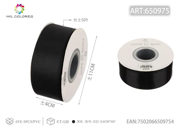 Cinta de raso 4.0cm/50Y D32 negro
