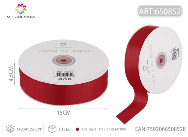 Cinta de raso 4.0cm/100Y D1 rojo