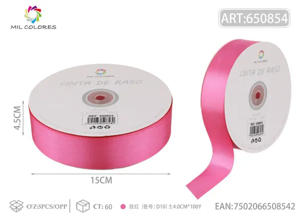 Cinta de raso 4.0cm/100Y D10 rosa fucsia