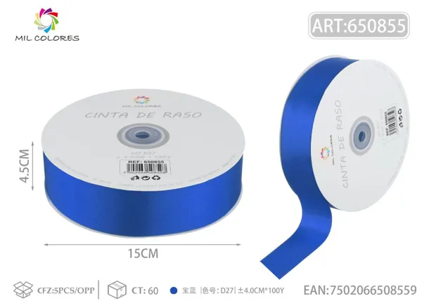 Cinta de raso 4.0cm/100Y D15 azul real
