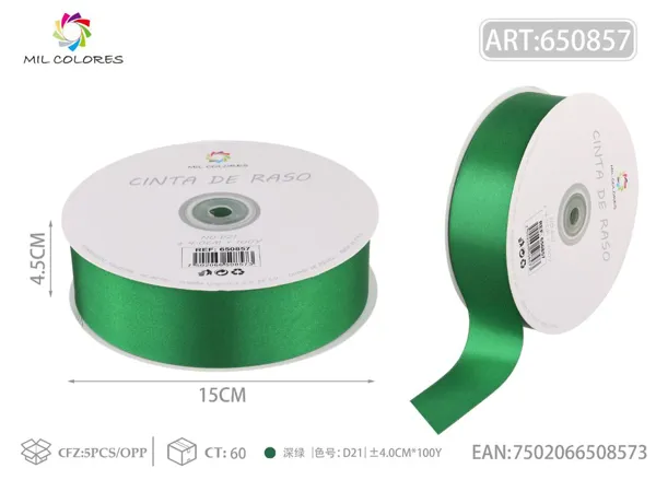 Cinta de raso 4.0cm/100Y D21 verde oscuro