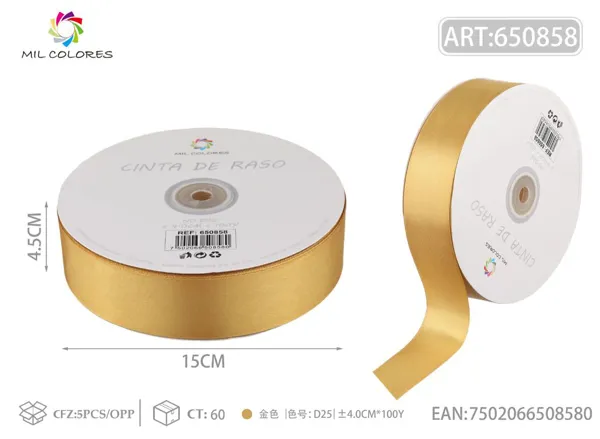 Cinta de raso 4.0cm/100Y D25 dorado