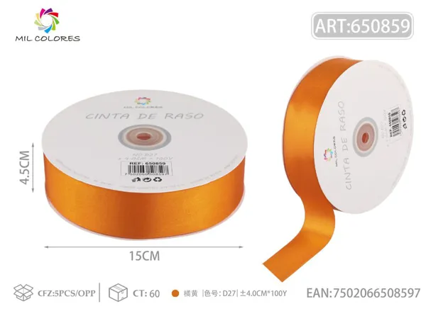 Cinta de raso 4.0cm/100Y D27 naranja
