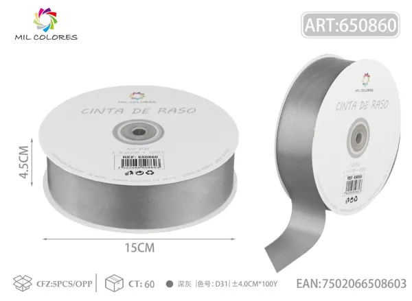 Cinta de raso 4.0cm/100Y D31 gris oscuro
