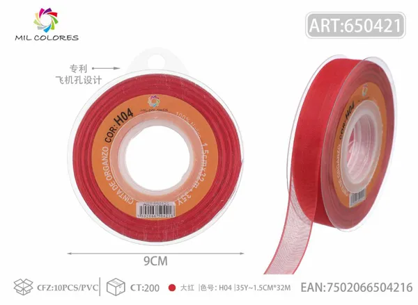 Cinta de gasa coreana 1.5cm/35Y H004 rojo granate