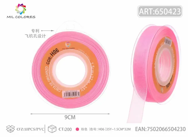 Cinta de gasa coreana 1.5cm/35Y H006 rosa